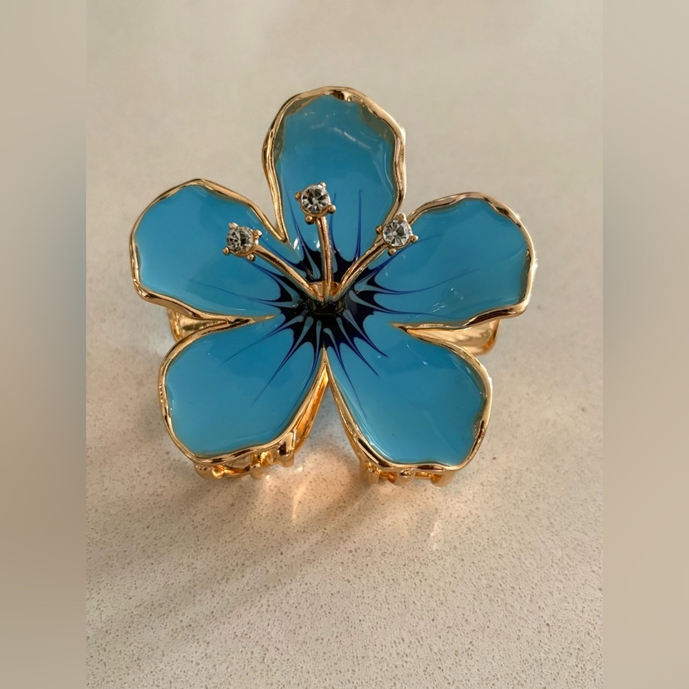Gold and Blue Floral Hair Claw